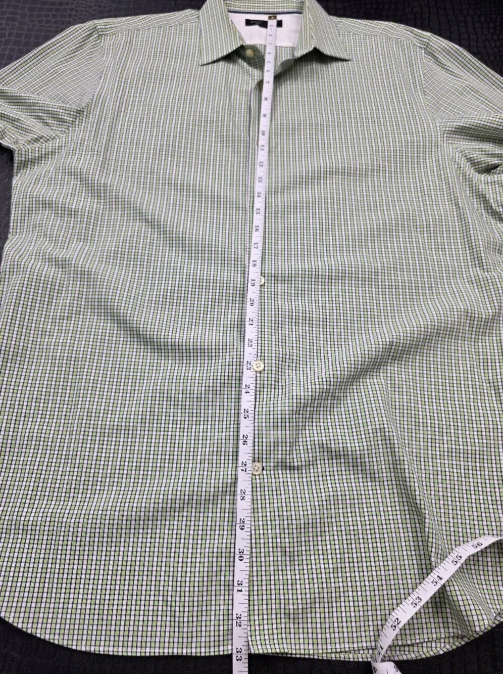Banana Republic Slim Fit Non-Iron 2 Button Cuff Dress Shirt Size XL Green White